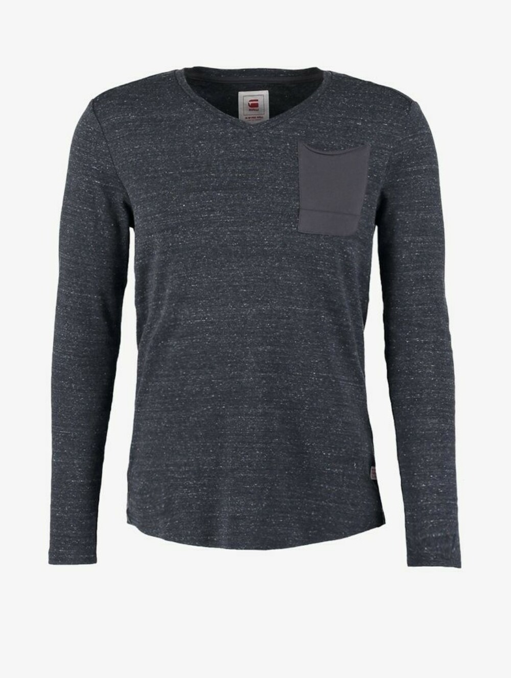 G-Star Raw Men's Small Fitted Cotton Grey Black Heathered Long Sleeve V-Neck Tee